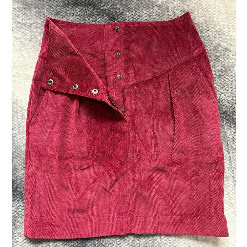 Rebecca Minkoff Brielle Red Corduroy Pocket Button Pencil Skirt Size 0 XS - Picture 6 of 11